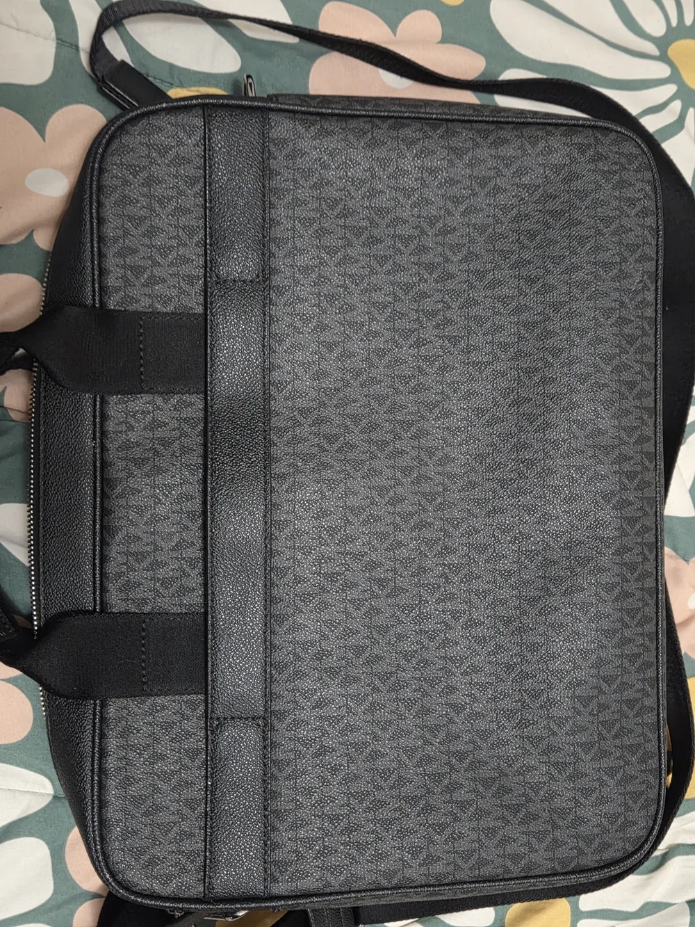 Michael Kors Men's Cooper Utility Briefcase Black Signature Logo Laptop Bag.